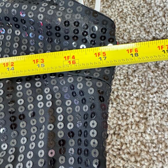 Lulus Black Sequin Tie Shoulder Sheer Top NWT Women's Medium NYE Party Holiday - Picture 10 of 11